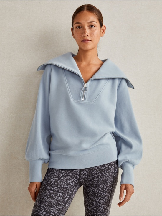 Varley Tops - Varley Vine Dusty Blue Ribbed Half-Zip Sweatshirt Size Small